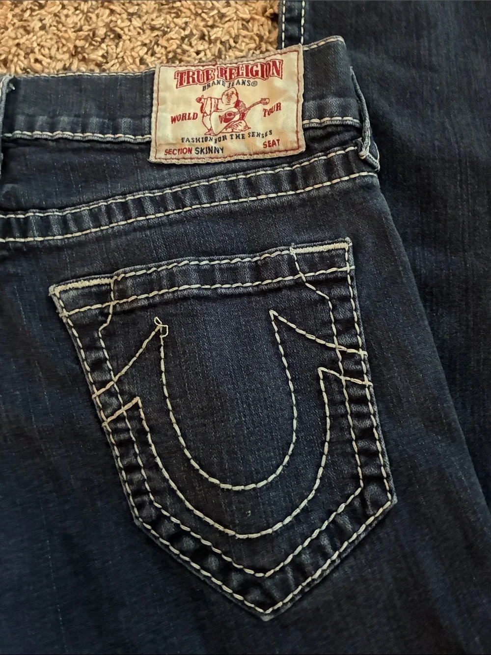 True Religion Jeans Men’s SZ 32 Blue Denim Skinny No flap Big T